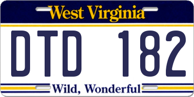 WV license plate DTD182