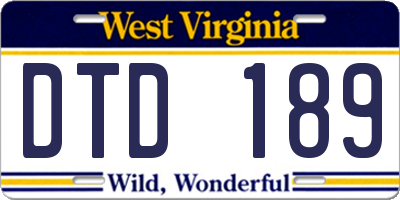 WV license plate DTD189
