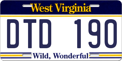 WV license plate DTD190
