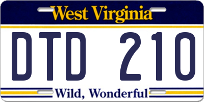 WV license plate DTD210