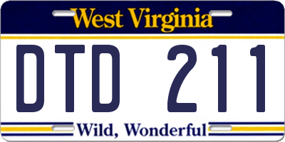 WV license plate DTD211