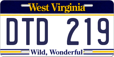 WV license plate DTD219
