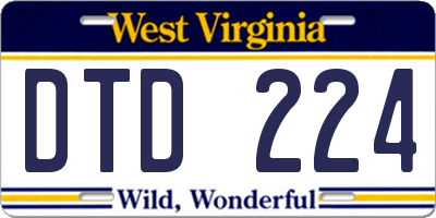 WV license plate DTD224