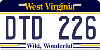 WV license plate DTD226