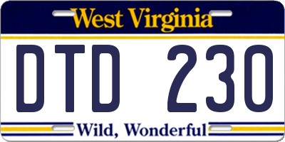 WV license plate DTD230