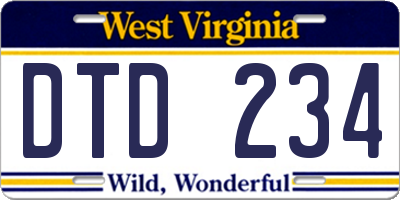WV license plate DTD234