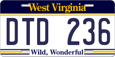 WV license plate DTD236