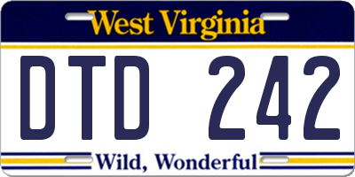 WV license plate DTD242