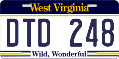 WV license plate DTD248