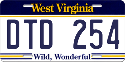 WV license plate DTD254