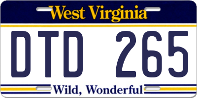 WV license plate DTD265