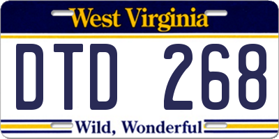 WV license plate DTD268