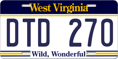 WV license plate DTD270
