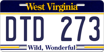 WV license plate DTD273