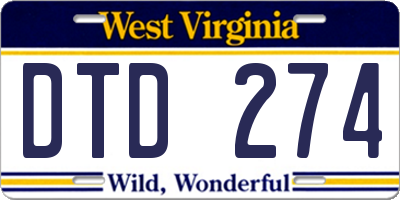WV license plate DTD274