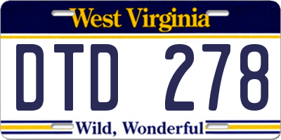 WV license plate DTD278