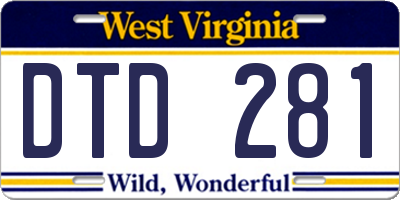 WV license plate DTD281