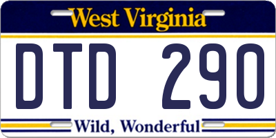 WV license plate DTD290