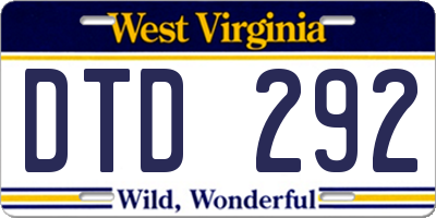 WV license plate DTD292