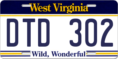 WV license plate DTD302