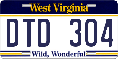 WV license plate DTD304