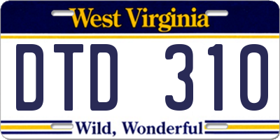 WV license plate DTD310
