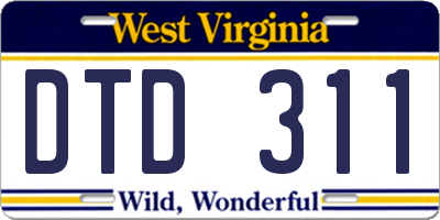 WV license plate DTD311
