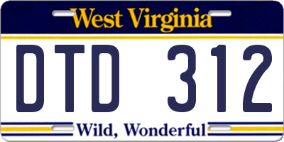 WV license plate DTD312