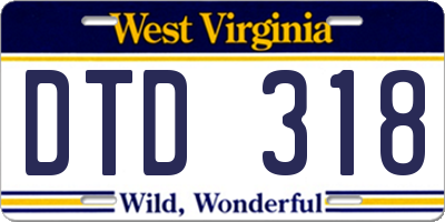 WV license plate DTD318