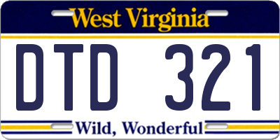 WV license plate DTD321