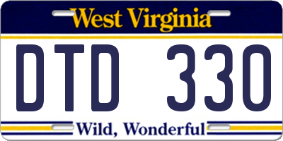 WV license plate DTD330