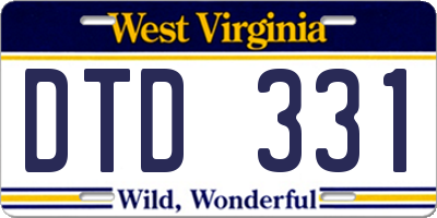 WV license plate DTD331