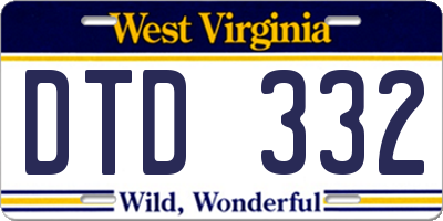WV license plate DTD332