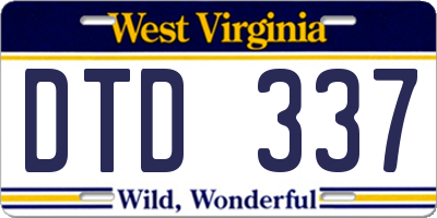 WV license plate DTD337