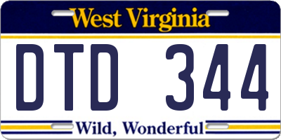 WV license plate DTD344