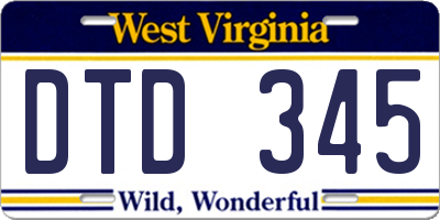 WV license plate DTD345