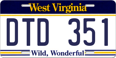 WV license plate DTD351