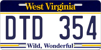 WV license plate DTD354
