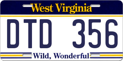 WV license plate DTD356
