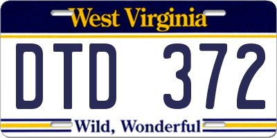 WV license plate DTD372