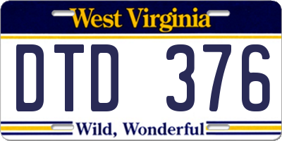 WV license plate DTD376