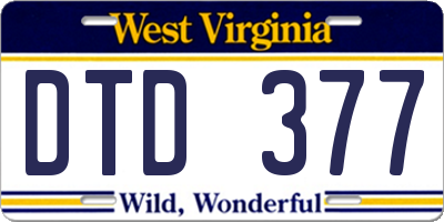 WV license plate DTD377