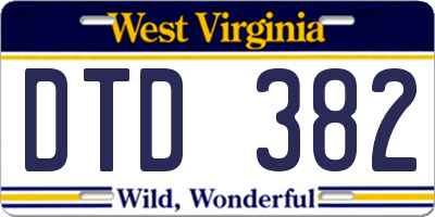 WV license plate DTD382