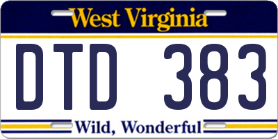 WV license plate DTD383
