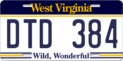 WV license plate DTD384