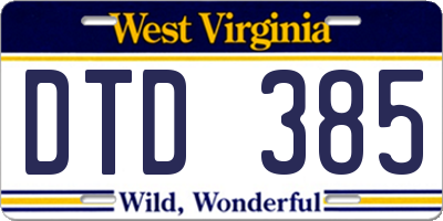 WV license plate DTD385