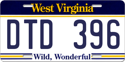 WV license plate DTD396