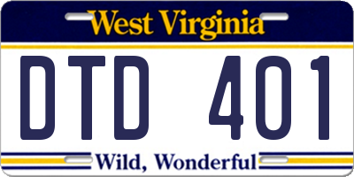 WV license plate DTD401
