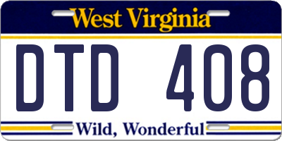 WV license plate DTD408