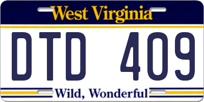 WV license plate DTD409